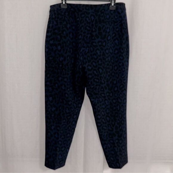 kate spade 16 Wild Ones Navy Blue Black Leopard Print Ankle Cropped Slacks - Picture 6 of 14